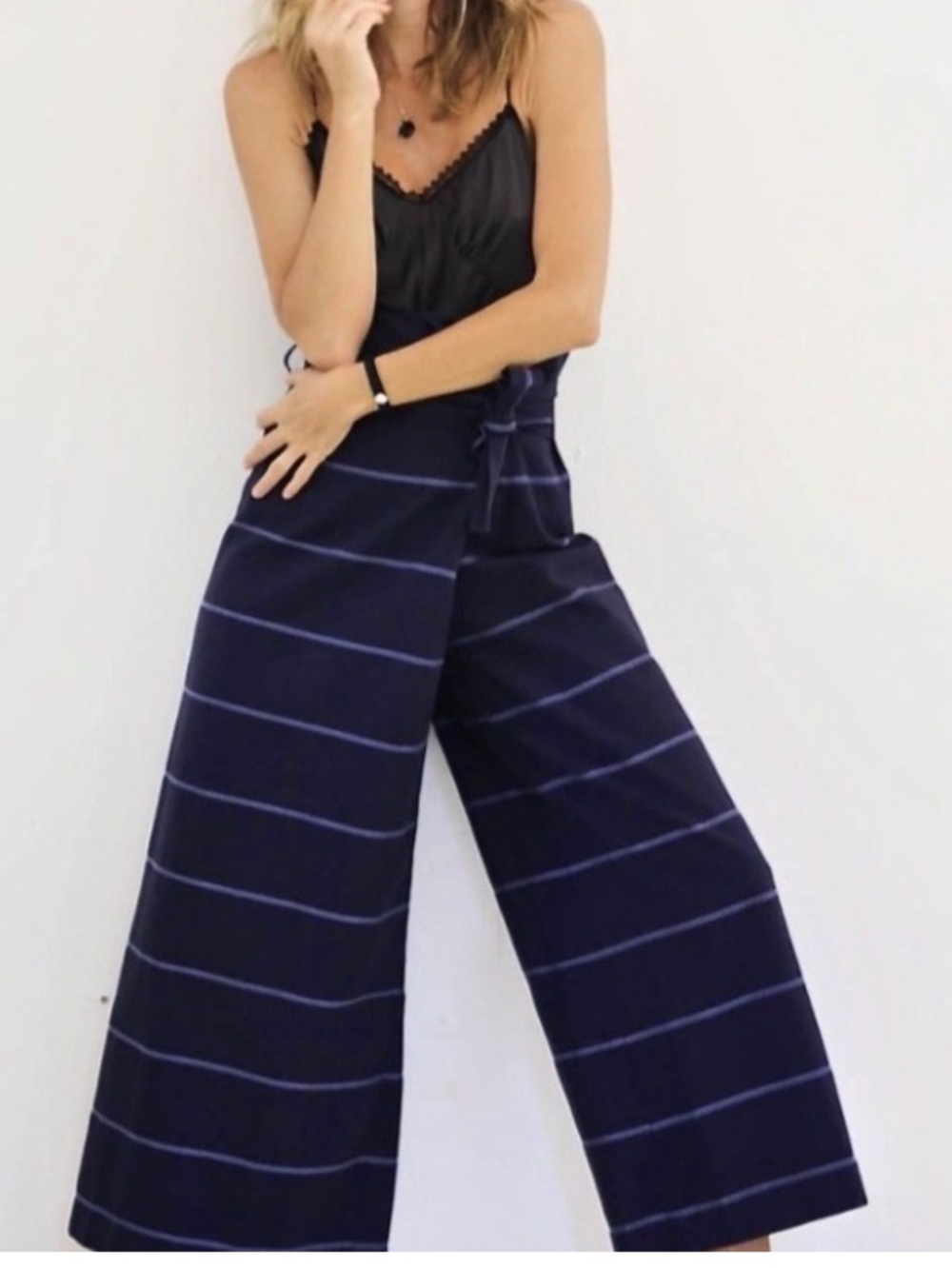 Mara Hoffman Lucretia modern coastal High Waist Wrap Snap Wide Crop Pants S